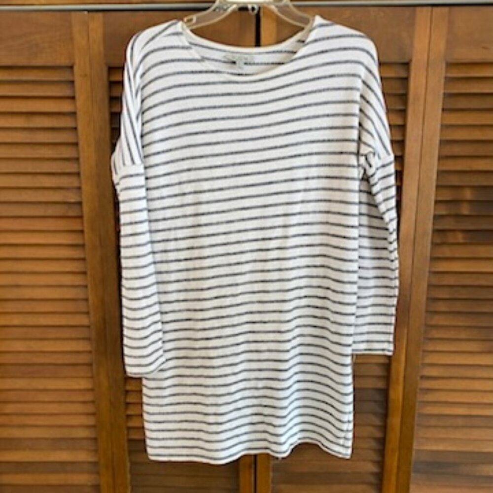 Zara Trafaluc Women's White Black Stripe Long Sleeve Mini Dress Size S